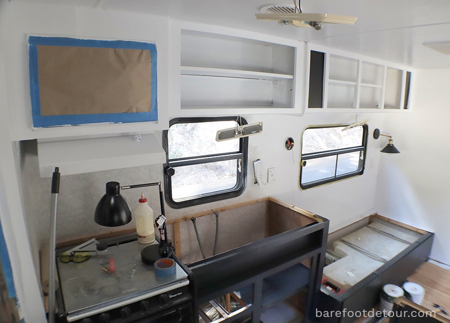 RV kitchen remodel - the during reno